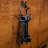 A group of keys hanging on a hook